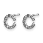 14k White Gold Diamond Initial C Post Earrings