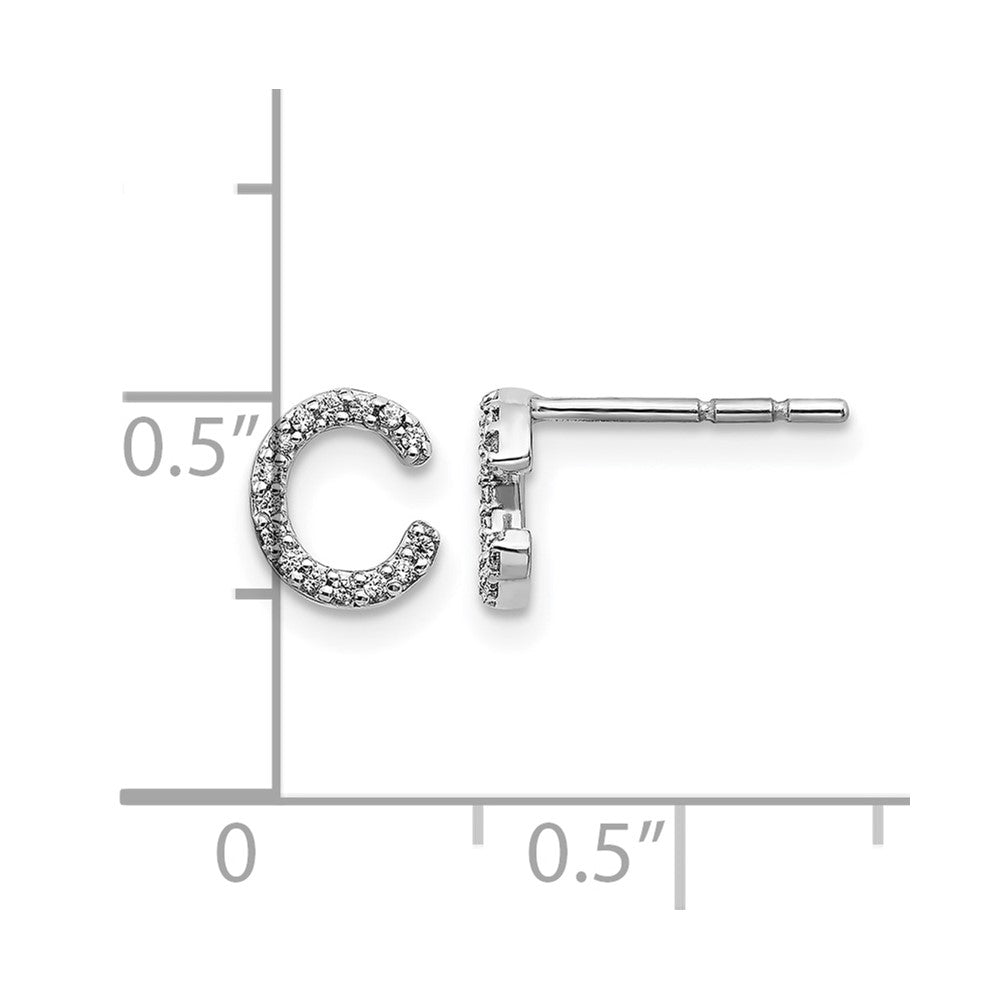 14k White Gold Diamond Initial C Post Earrings