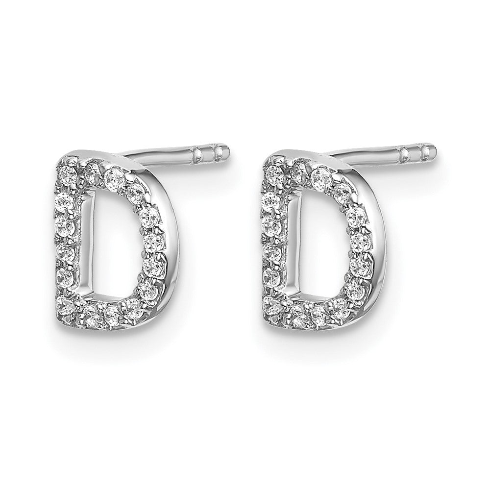 14k White Gold Diamond Initial D Post Earrings