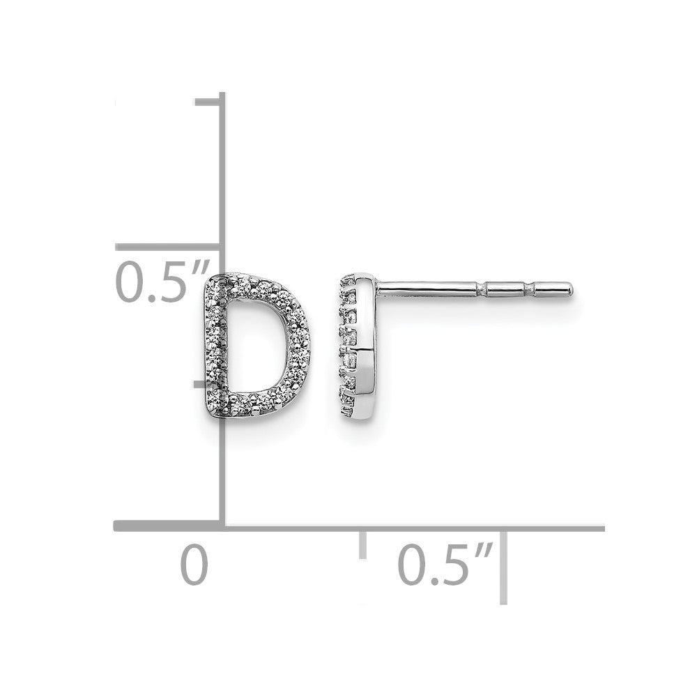 14k White Gold Diamond Initial D Post Earrings