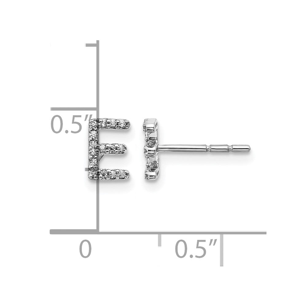 14k White Gold Diamond Initial E Post Earrings