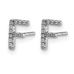 14k White Gold Diamond Initial F Post Earrings
