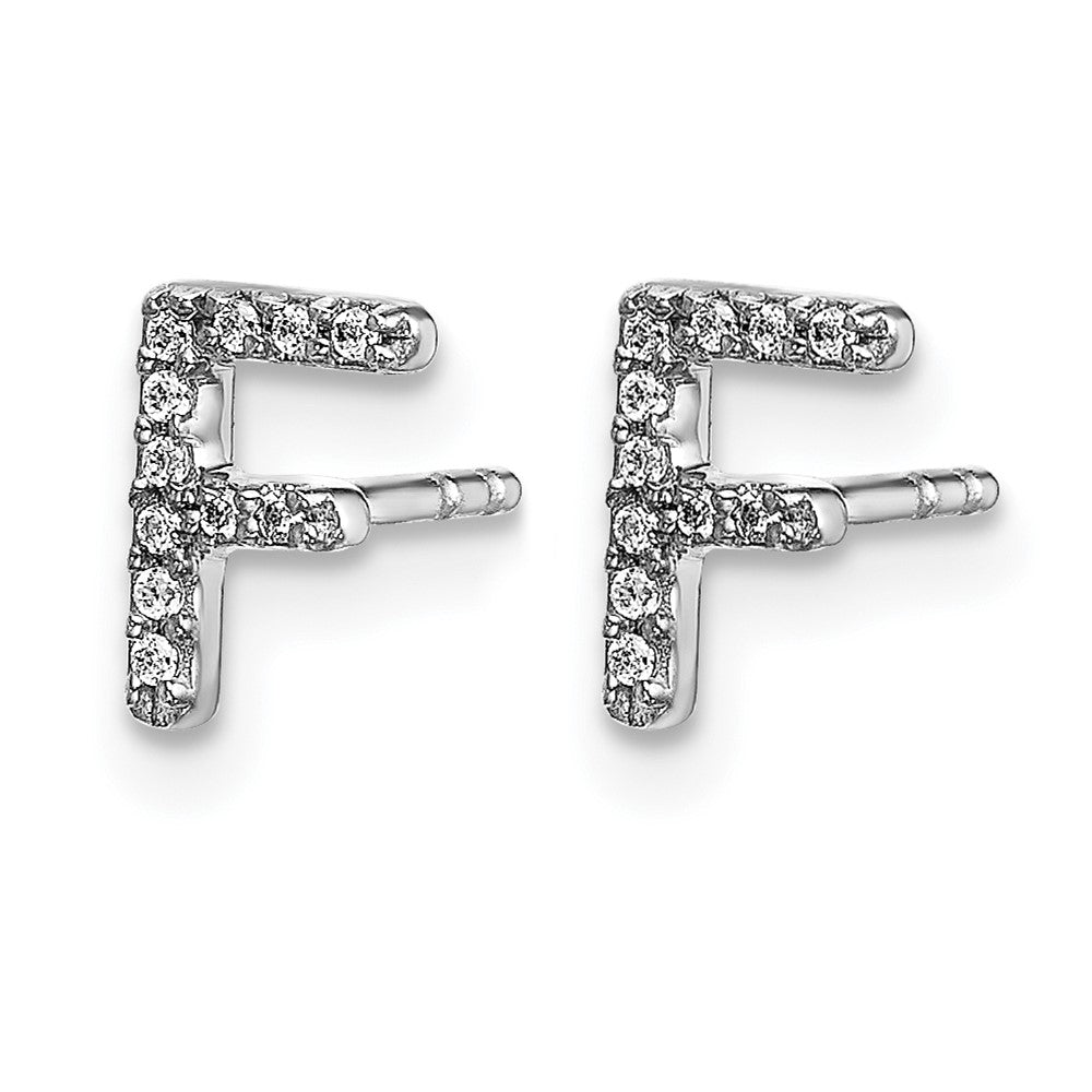 14k White Gold Diamond Initial F Post Earrings