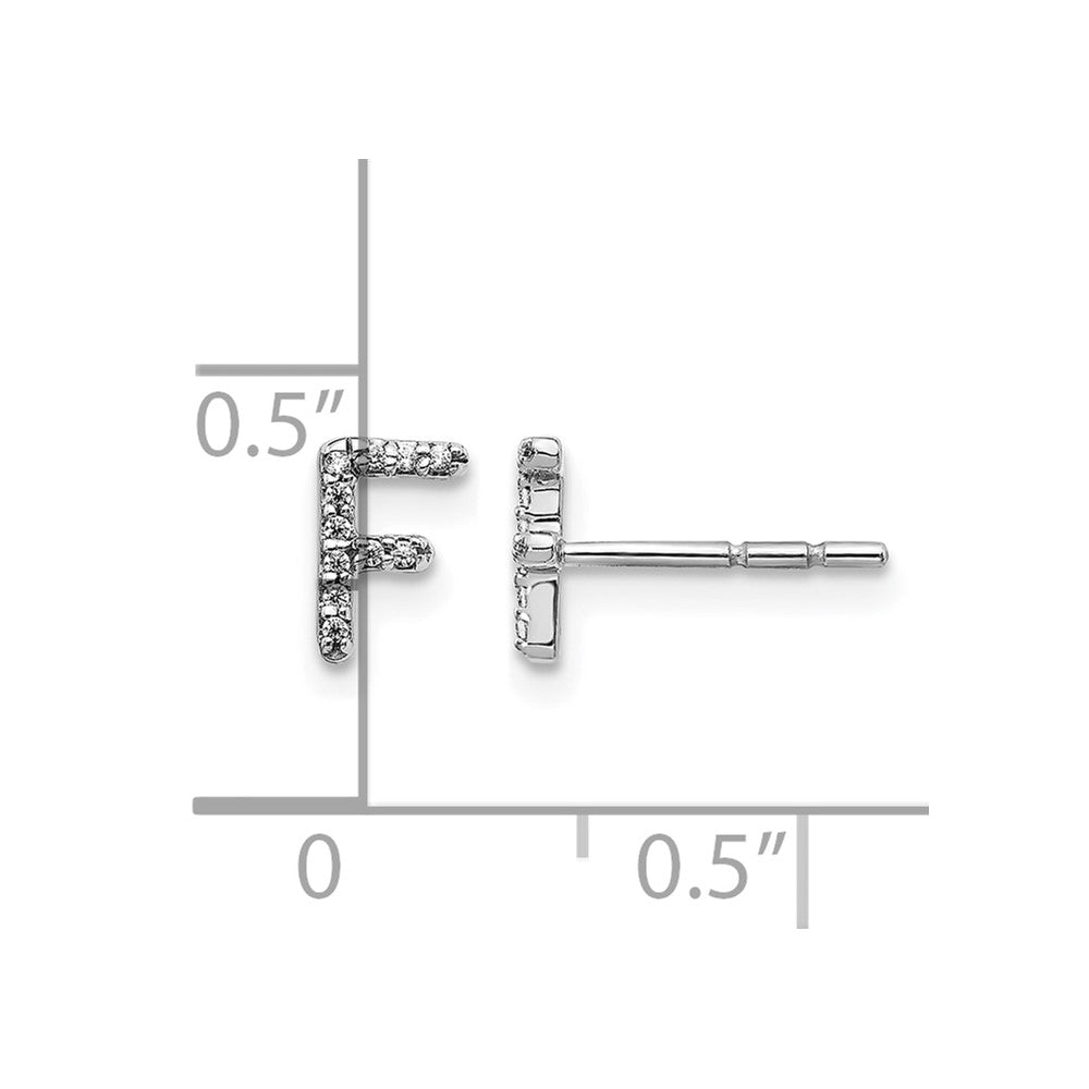 14k White Gold Diamond Initial F Post Earrings