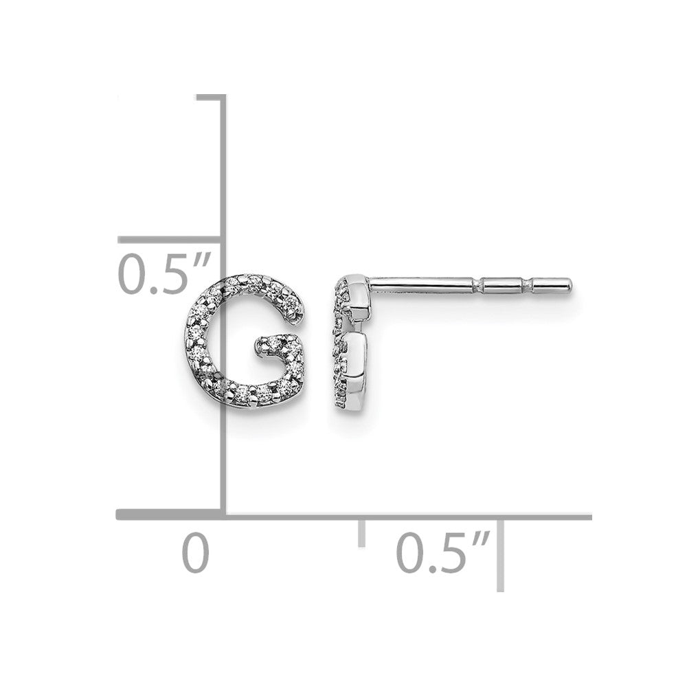 14k White Gold Diamond Initial G Post Earrings