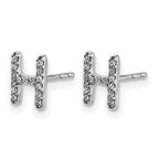 14k White Gold Diamond Initial H Post Earrings