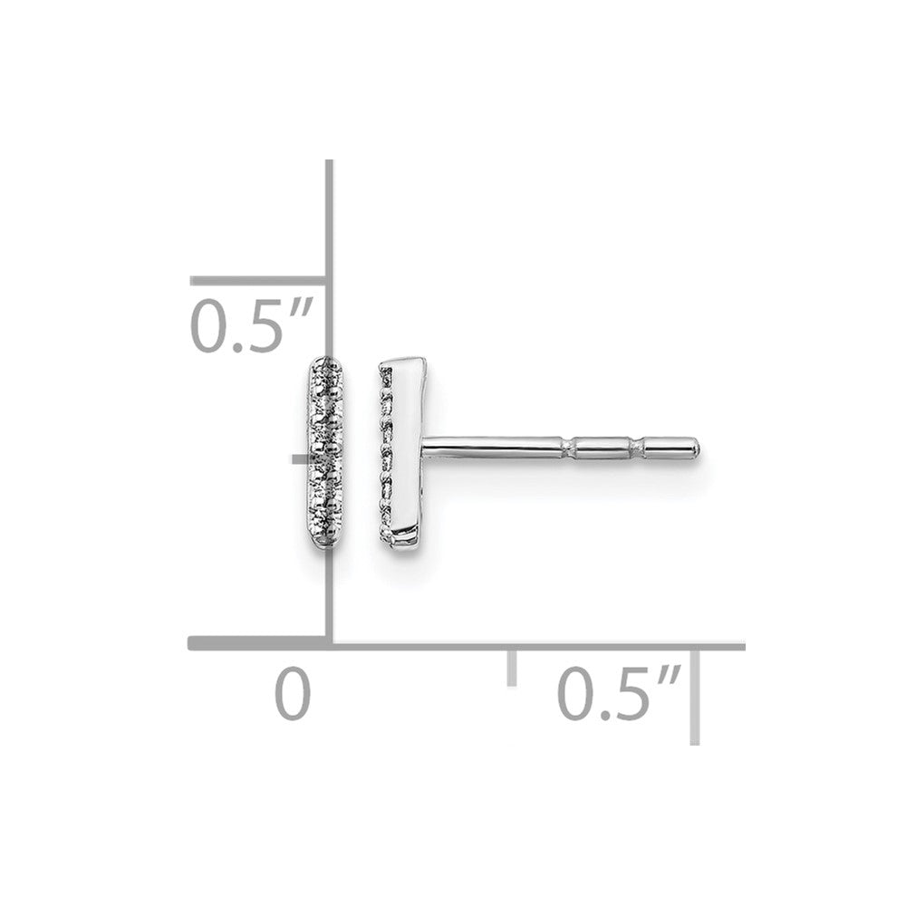 14k White Gold Diamond Initial I Post Earrings