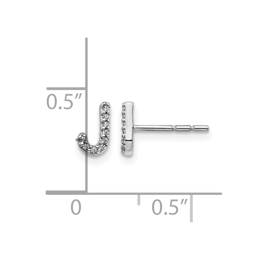 14k White Gold Diamond Initial J Post Earrings