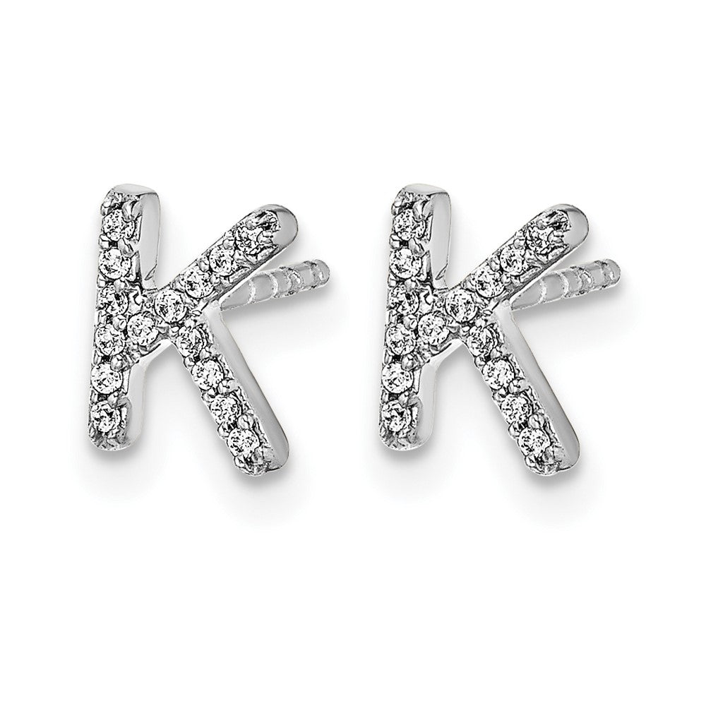 14k White Gold Diamond Initial K Post Earrings