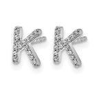 14k White Gold Diamond Initial K Post Earrings