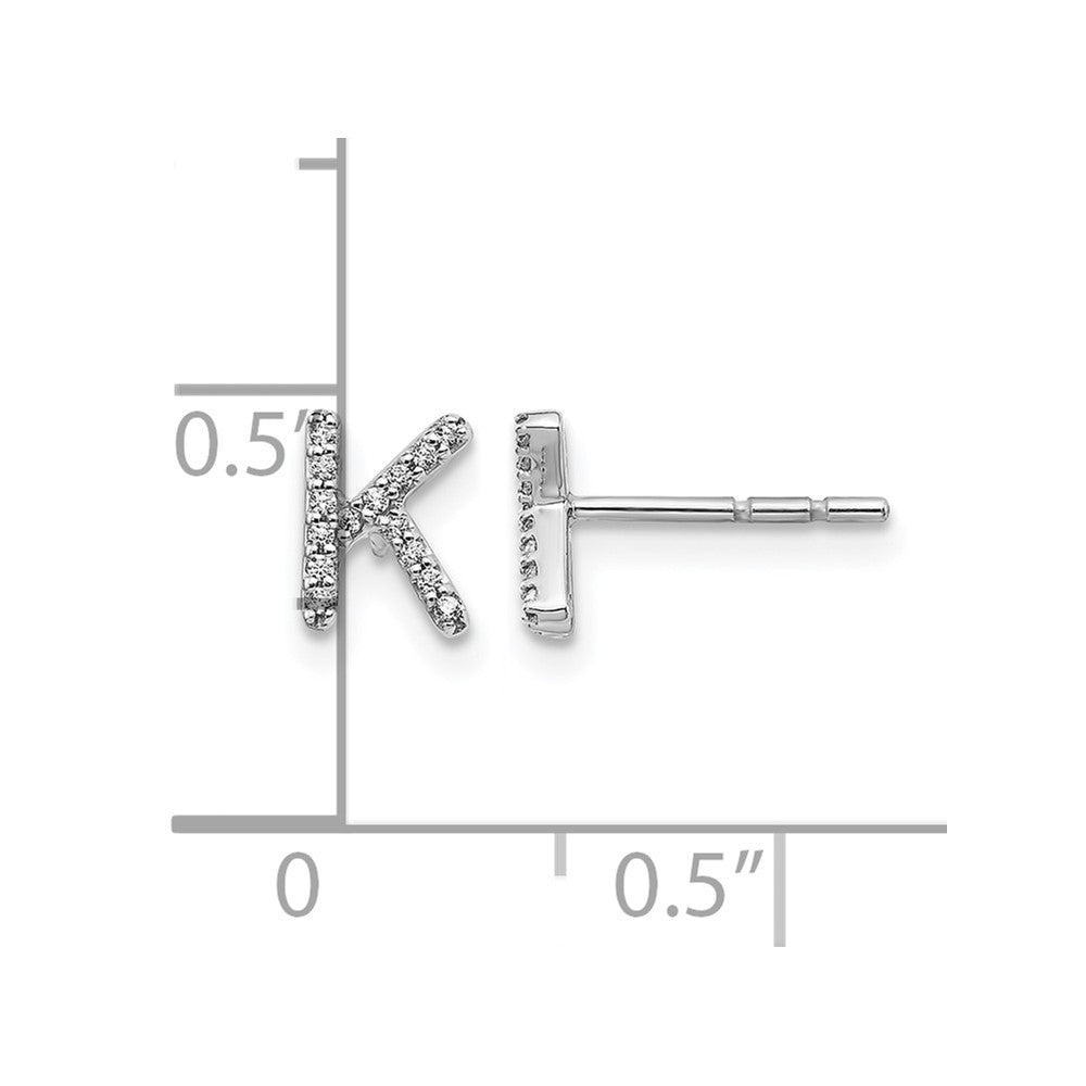 14k White Gold Diamond Initial K Post Earrings