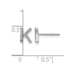14k White Gold Diamond Initial K Post Earrings