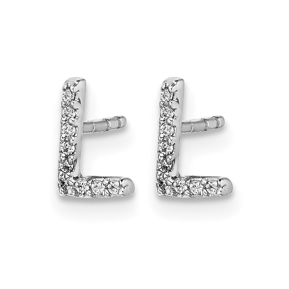 14k White Gold Diamond Initial L Post Earrings