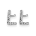 14k White Gold Diamond Initial L Post Earrings
