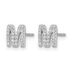 14k White Gold Diamond Initial M Post Earrings