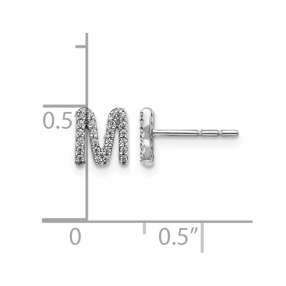 14k White Gold Diamond Initial M Post Earrings
