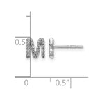 14k White Gold Diamond Initial M Post Earrings