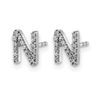 14k White Gold Diamond Initial N Post Earrings