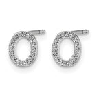 14k White Gold Diamond Initial O Post Earrings