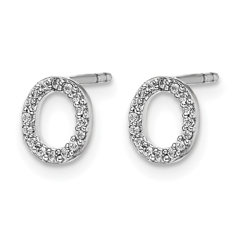 14k White Gold Diamond Initial O Post Earrings