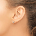 14k White Gold Diamond Initial O Post Earrings