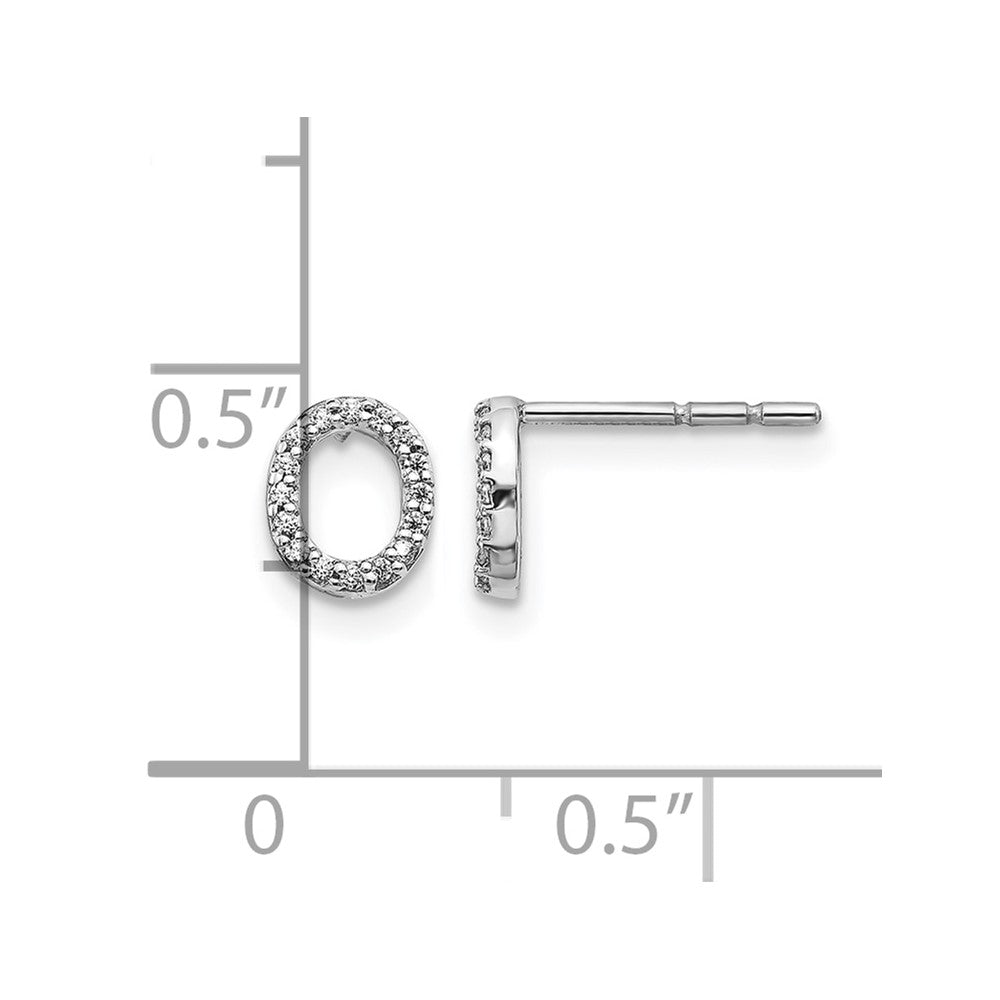 14k White Gold Diamond Initial O Post Earrings