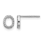 14k White Gold Diamond Initial O Post Earrings