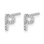 14k White Gold Diamond Initial P Post Earrings