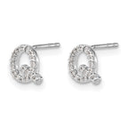 14k White Gold Diamond Initial Q Post Earrings