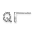 14k White Gold Diamond Initial Q Post Earrings