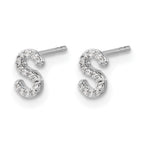 14k White Gold Diamond Initial S Post Earrings