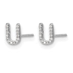 14k White Gold Diamond Initial U Post Earrings