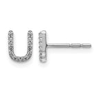 14k White Gold Diamond Initial U Post Earrings