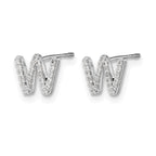 14k White Gold Diamond Initial W Post Earrings