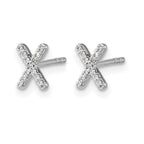14k White Gold Diamond Initial X Post Earrings