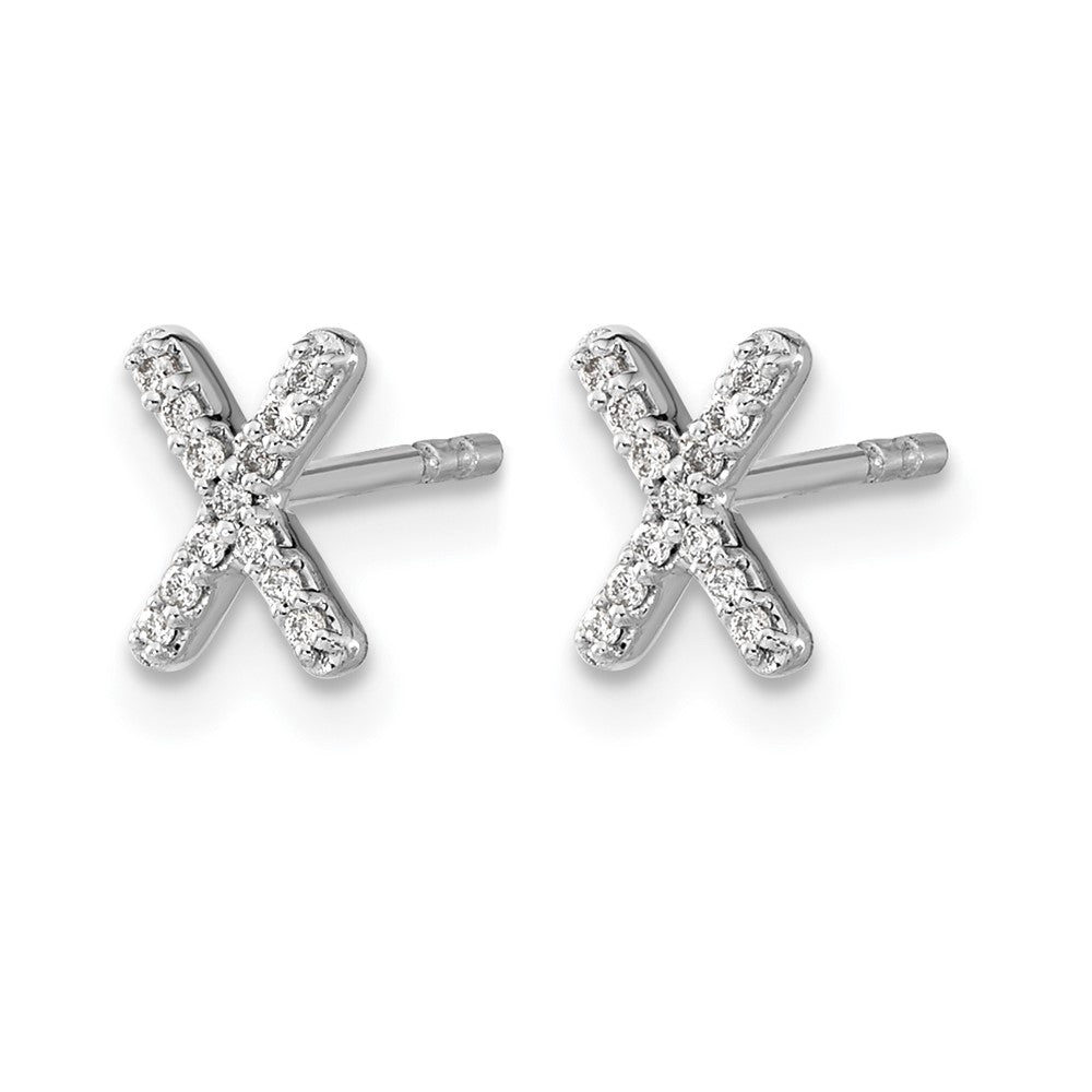 14k White Gold Diamond Initial X Post Earrings
