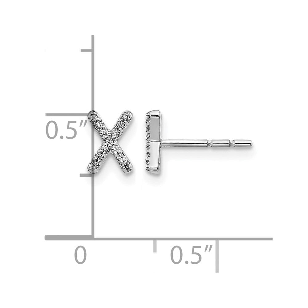 14k White Gold Diamond Initial X Post Earrings