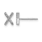 14k White Gold Diamond Initial X Post Earrings
