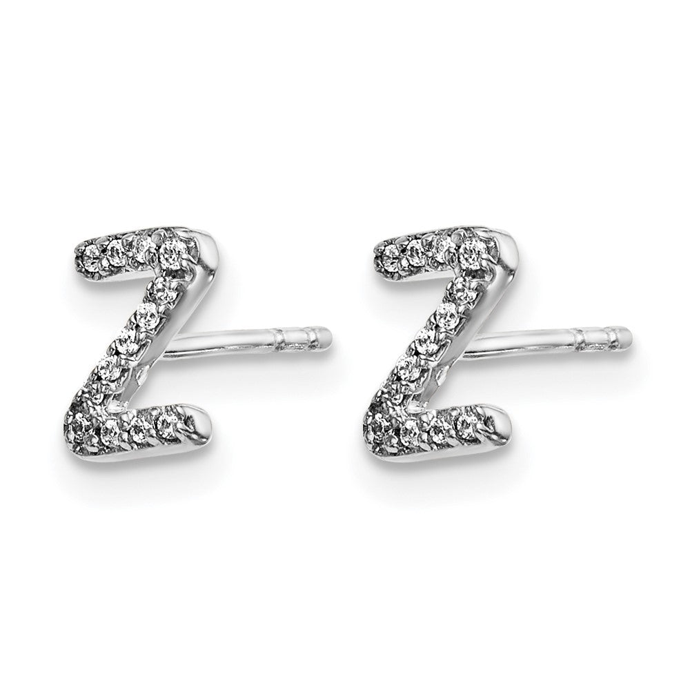 14k White Gold Diamond Initial Z Post Earrings