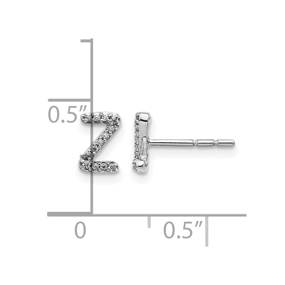 14k White Gold Diamond Initial Z Post Earrings
