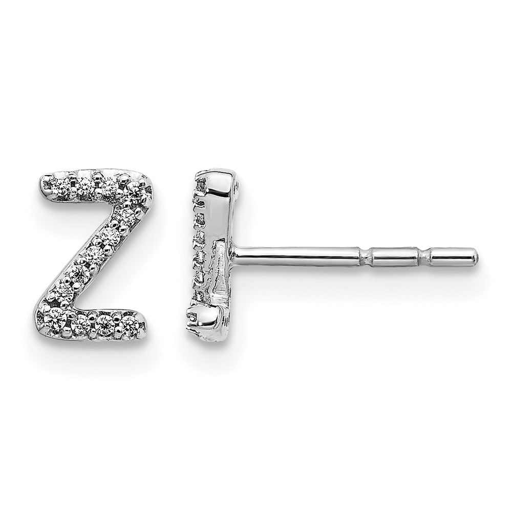 14k White Gold Diamond Initial Z Post Earrings