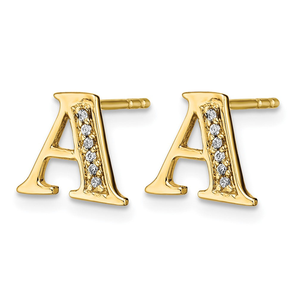 14k Diamond Initial A Post Earrings