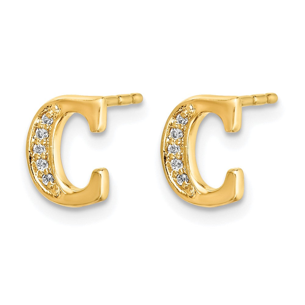 14k Diamond Initial C Post Earrings