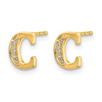 14k Diamond Initial C Post Earrings