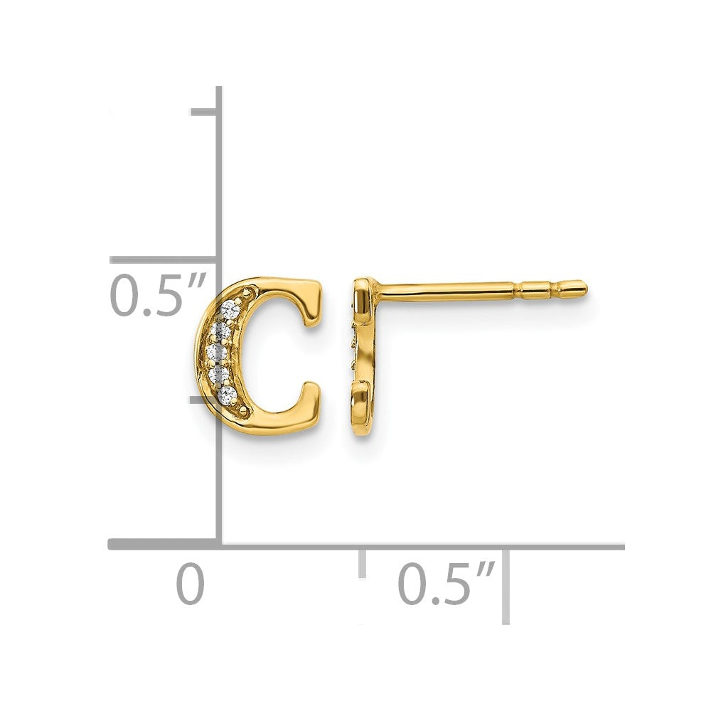 14k Diamond Initial C Post Earrings