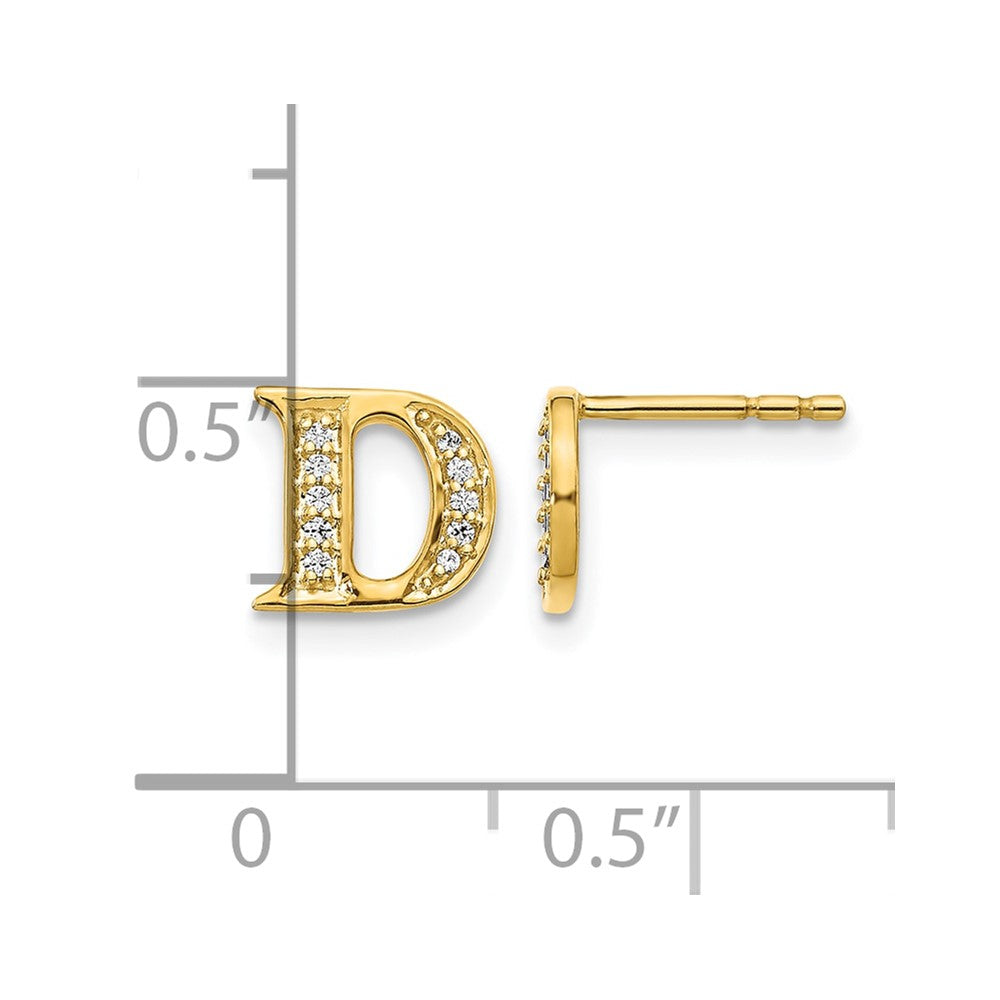 14k Diamond Initial D Post Earrings