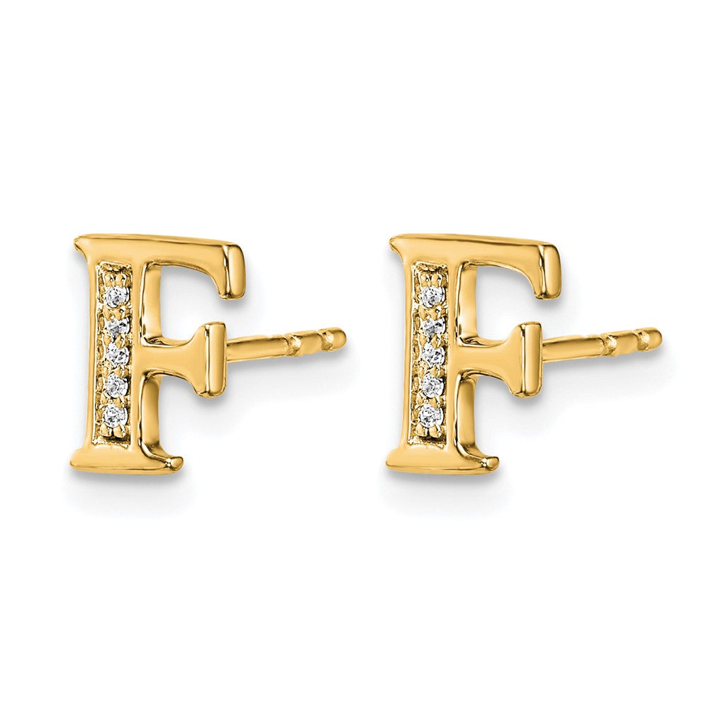 14k Diamond Initial F Post Earrings