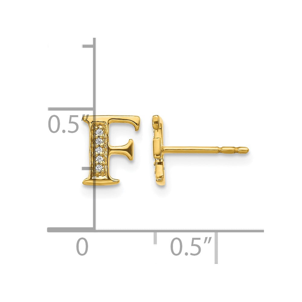 14k Diamond Initial F Post Earrings