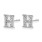14k White Gold Diamond Initial H Post Earrings