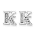 14k White Gold Diamond Initial K Post Earrings